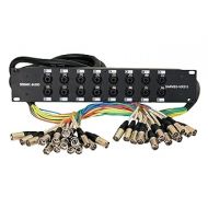 Seismic Audio Rack Mount 16 Channel TRS Combo Splitter Snake Cable-5' and 15' XLR Trunks (SARMSS-16x515)