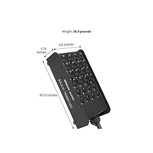  Seismic Audio - XLR Low Profile Snake Cable with 4 TRS Returns - Circuit Board Snake for Recording, Stage, Studio PA DJ use (100 Feet - 16 Channel - 8 TRS)