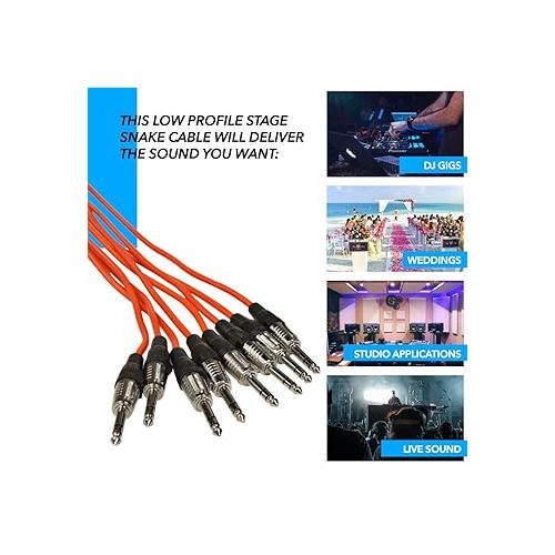  Seismic Audio - XLR Low Profile Snake Cable with 4 TRS Returns - Circuit Board Snake for Recording, Stage, Studio PA DJ use (100 Feet - 16 Channel - 8 TRS)