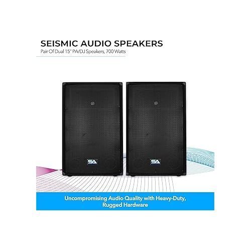  Seismic Audio Speakers Pair of 15” Speakers, PA/DJ Speakers, PRO Audio, 700 Watts Speakers