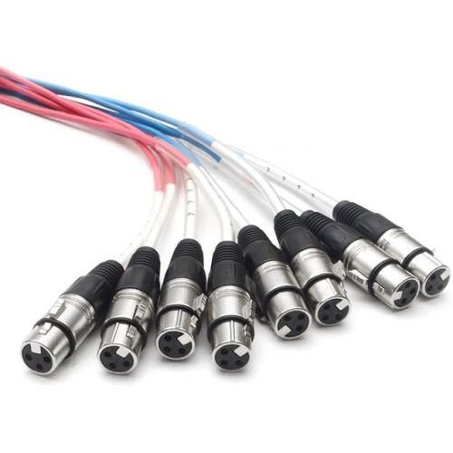  Seismic Audio Speakers 8 Channel XLR Snake Cables, Pro Audio Snake Cables, 10 Foot, Multiple Colored Coded Cables