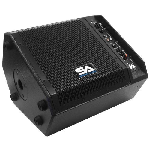  [아마존베스트]Seismic Audio - SAX-10M-PW - Powered Compact 10-Inch 2-Way Coaxial Floor/Stage Monitor with Titanium Horn