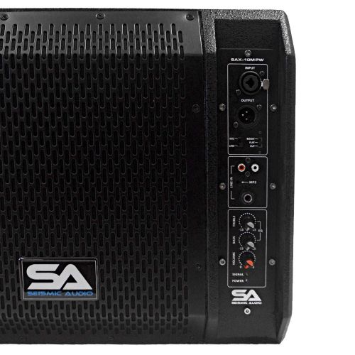  [아마존베스트]Seismic Audio - SAX-10M-PW - Powered Compact 10-Inch 2-Way Coaxial Floor/Stage Monitor with Titanium Horn