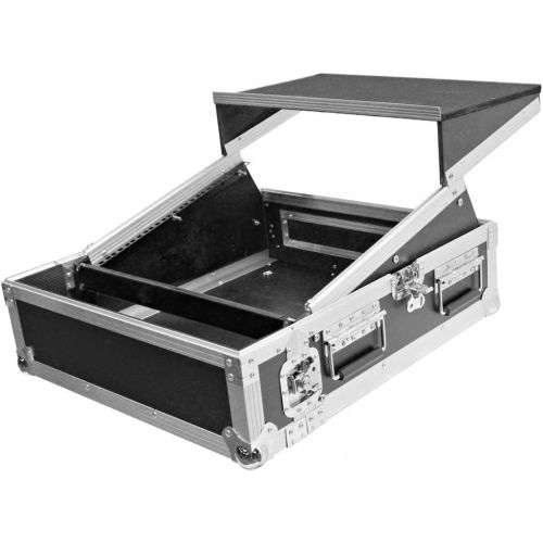  Seismic Audio - SATAC2x10 - Heavy Duty 2 Space ATA Rack Case with 10U DJ Mixer Top and Laptop Shelf - Pro Audio DJ Rack with Sliding Shelf: Musical Instruments