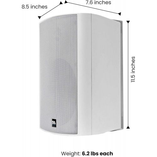  Seismic Audio - SA-IOHS6W-BT - Pair of 6.5 Inch 2-Way Indoor/Outdoor Bluetooth Speakers - 400 Watts White