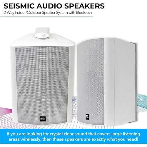  Seismic Audio - SA-IOHS6W-BT - Pair of 6.5 Inch 2-Way Indoor/Outdoor Bluetooth Speakers - 400 Watts White