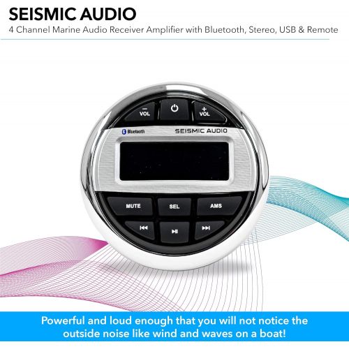  Seismic Audio - SA-MABTA01-4 Channel Marine Audio Receiver Amplifier with Bluetooth, Stereo, USB & Remote