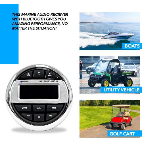  Seismic Audio - SA-MABTA01-4 Channel Marine Audio Receiver Amplifier with Bluetooth, Stereo, USB & Remote