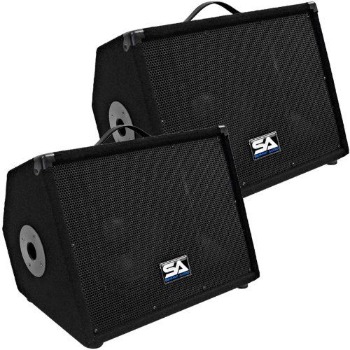  [아마존베스트]Seismic Audio Pair of 10 Floor Monitors Studio, Stage, or Floor use - PA/DJ Speakers - Bar, Band, Karaoke, Church, Drummer use