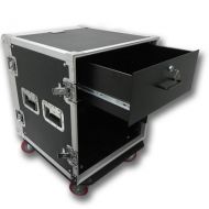 Seismic Audio - 12 SPACE RACK CASE WITH 4U LOCKING DRAWER Amp Effect Mixer PA/DJ PRO CASTERS