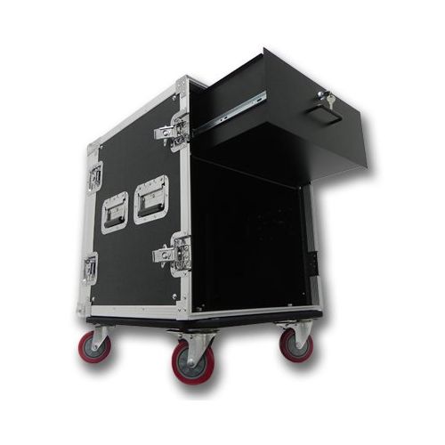  Seismic Audio - 12 SPACE RACK CASE WITH 4U LOCKING DRAWER Amp Effect Mixer PADJ PRO CASTERS