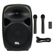 Seismic Audio - RSG-15 - Powered 15 PA Speaker Rechargeable with 2 Wireless Mics, Remote, Bluetooth, Easy Transport - Tailgate Karaoke Speaker