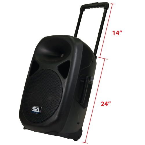  Seismic Audio - RSG-15 - Powered 15 PA Speaker Rechargeable with 2 Wireless Mics, Remote, Bluetooth, Easy Transport - Tailgate Karaoke Speaker