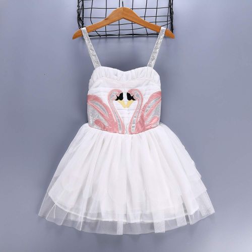  Sejardin Kids Girls White Swan Dress with Wings Cosplay Costume Princess Tutu Tulle Dress