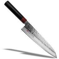 Seki japan Seki Japan Chef Kitchen Knife, Japanese Gyuto Knife, VG10 Hammered Damascus Stainless Steel, Black Pakkawood & Cocobolo Handle, Straight-Edge Stamped Knife, 8.3 inch (210 mm)