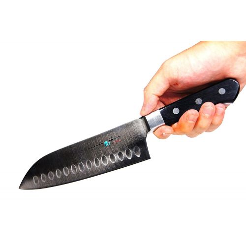  Seki japan Seki Japan Utility Chef Kitchen Knife, Japanese Santoku Knife, AUS-8 High Carbon Stainless Steel, Granton Edge Forged Knife, 6.7 inch (170mm)
