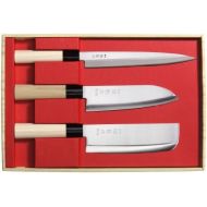 Japanisches 3er Messerset SekiRyu Sashimi, Santoku & Nakiri - SR800. Klinge aus Rostfreiem Stahl