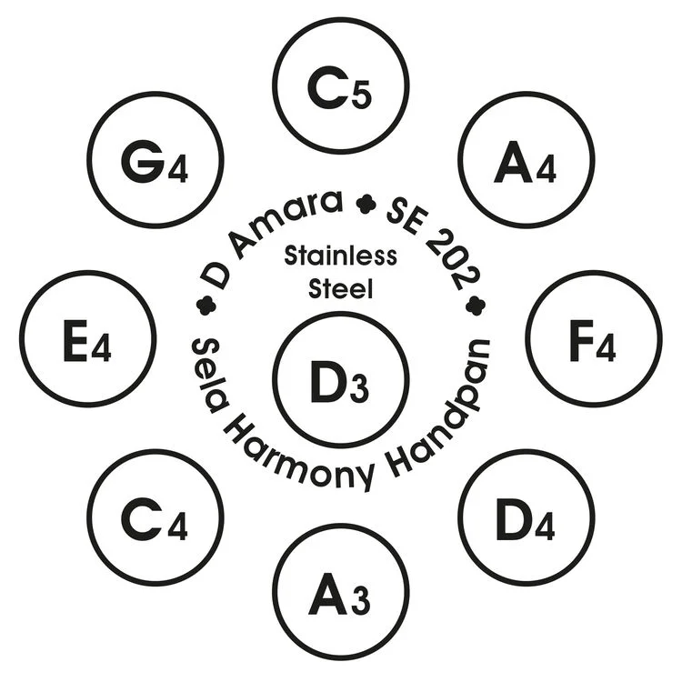  Sela Harmony 9-note Handpan - D Amara - Stainless Steel