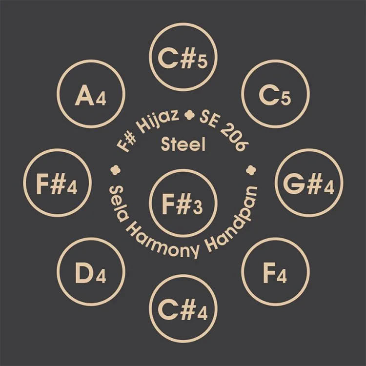  Sela Harmony 9-note Handpan - F# Romanian Hijaz - D4 Steel