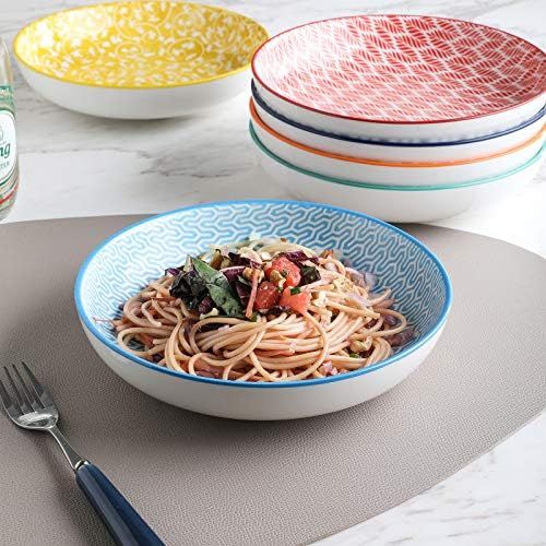  [아마존베스트]Selamica Porcelain Salad Pasta Bowls, Serving bowls - 26 Ounce, Set of 6, Assorted Colors