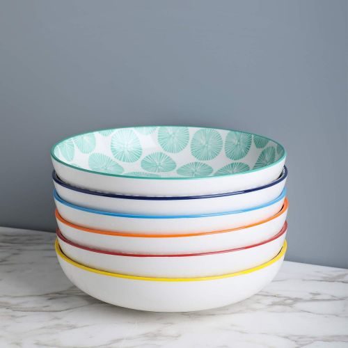  [아마존베스트]Selamica Porcelain Salad Pasta Bowls, Serving bowls - 26 Ounce, Set of 6, Assorted Colors