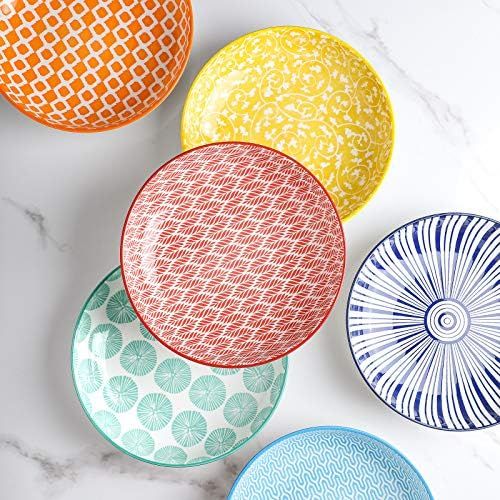  [아마존베스트]Selamica Porcelain Salad Pasta Bowls, Serving bowls - 26 Ounce, Set of 6, Assorted Colors