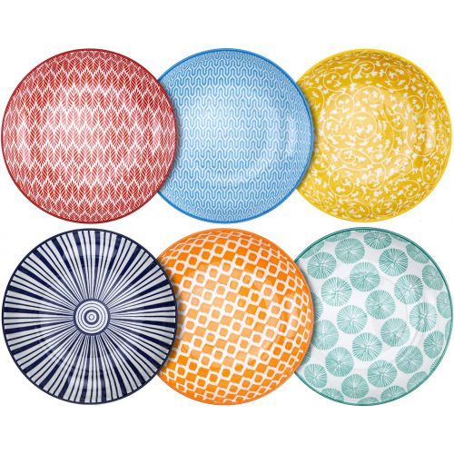  [아마존베스트]Selamica Porcelain Salad Pasta Bowls, Serving bowls - 26 Ounce, Set of 6, Assorted Colors