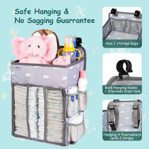  Hanging Nursery Organizer and Baby Diaper Caddy, Selbor Diapers Stacker Storage Bag for Changing Table, Crib, Playard or Wall - Nursery Organization & Baby Shower Gifts for Newborn