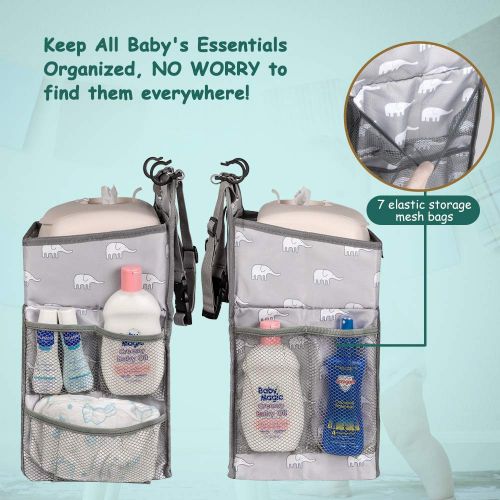  Hanging Nursery Organizer and Baby Diaper Caddy, Selbor Diapers Stacker Storage Bag for Changing Table, Crib, Playard or Wall - Nursery Organization & Baby Shower Gifts for Newborn