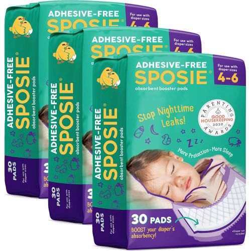  Select Kids Sposie Booster Pads Diaper Doubler, 90 Count, 3 Packs of 30 Pads, No Adhesive for Easy repositioning, Fits Diaper Sizes 4-6