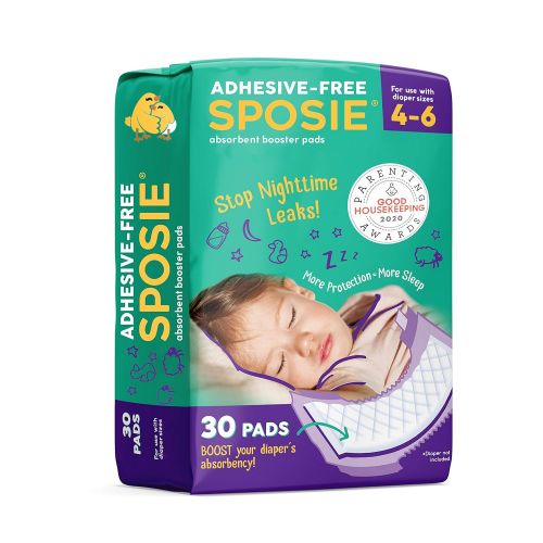  Select Kids Sposie Booster Pads Diaper Doublers, 30 Pads - for Overnight Diaper Leaks, No Adhesive for Easy repositioning, Fits Diaper Sizes 4-6