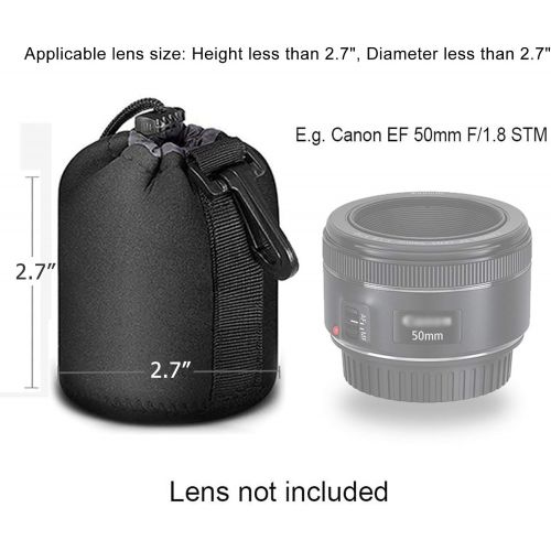  Selens Black Protective Drawstring Soft Neoprene DSLR Camera Lens Pouch Bag Compatible with Sony Olympus Panasonic, Small Size