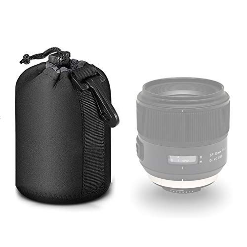  Selens Protective Drawstring Neoprene DSLR Camera Lens Pouch Bag Compatible with Sony Olympus Panasonic, Medium Size Camera Lens Case Camera Lens Protector Bag (Black)