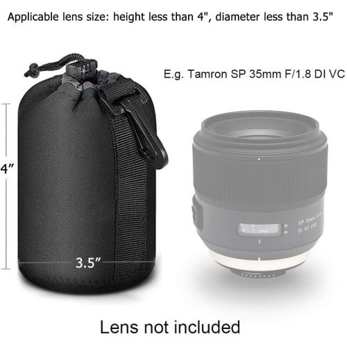  Selens Protective Drawstring Neoprene DSLR Camera Lens Pouch Bag Compatible with Sony Olympus Panasonic, Medium Size Camera Lens Case Camera Lens Protector Bag (Black)