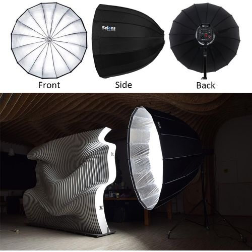  Selens Deep Parabolic Softbox 48 inches120 Centimeters Hexadecagon Quick Folding Umbrella Softbox Diffuser with Bowens Speedring Mount for Photography Speedlites Flash Monolight a