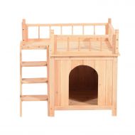 Seleq 2-Story Outdoor Fir Wood Cat Shelter Bed Platform