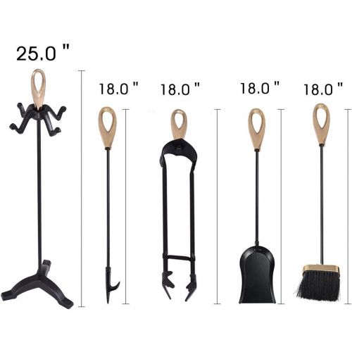  Seleq 5Pcs of Iron Fireplace Tool Set