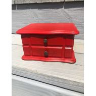 SelfExpressionsDecal Jewelry Box // Up cycled Repainted Vintage // Red