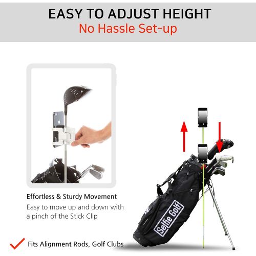  [무료배송] 셀피골프 스윙 기록 휴대전화 홀더 골프 분석기 악세사리 SelfieGOLF Record Golf Swing - Cell Phone Holder Golf Analyzer Accessories | Winner of The PGA Best Product | Selfie Putting Training Aids Works with Any Golf Bag and Alignment Sti