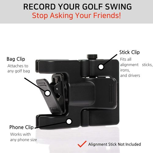  [무료배송] 셀피골프 스윙 기록 휴대전화 홀더 골프 분석기 악세사리 SelfieGOLF Record Golf Swing - Cell Phone Holder Golf Analyzer Accessories | Winner of The PGA Best Product | Selfie Putting Training Aids Works with Any Golf Bag and Alignment Sti