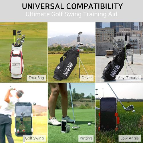  [무료배송] 셀피골프 스윙 기록 휴대전화 홀더 골프 분석기 악세사리 SelfieGOLF Record Golf Swing - Cell Phone Holder Golf Analyzer Accessories | Winner of The PGA Best Product | Selfie Putting Training Aids Works with Any Golf Bag and Alignment Sti