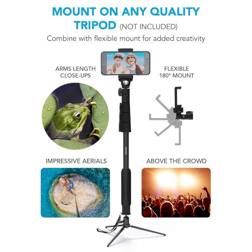 Selfie World Professional 10-In-1 Monopod Selfie Stick For All GoPro Hero, Action Cameras, Cellphones, Digital Compacts with Bluetooth Remote Shutter - Extends 15”- 47”, Weatherproof Shockproof