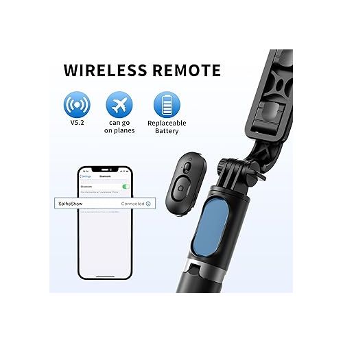  Selfie Stick Tripod, All in One Extendable & Portable Selfie Stick with Wireless Remote Compatible with iPhone 14 13 12 11 pro Xs Max Xr X 8 7, Galaxy Note10/S20/S10/OnePlus 9/9 PRO etc