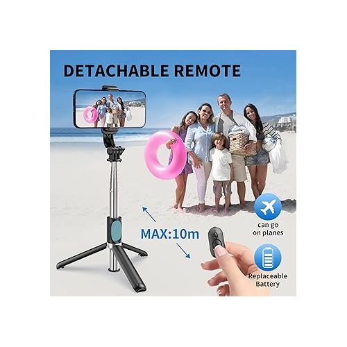  Selfie Stick Tripod, All in One Extendable & Portable Selfie Stick with Wireless Remote Compatible with iPhone 14 13 12 11 pro Xs Max Xr X 8 7, Galaxy Note10/S20/S10/OnePlus 9/9 PRO etc