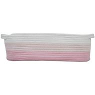 [아마존베스트]Sellaro Home Cotton Rope Diaper Caddy Basket for Nursery Changing Table and Storage | 16” x 6” x 5” Decorative Baby or Kids Room Organizer for Diapers, Wipes, or Small Toys | Pink/White