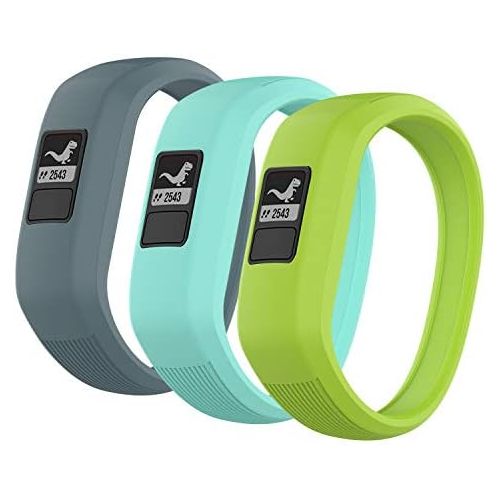  (3 Pack) Seltureone Band Compatible for Garmin Vivofit jr,jr 2,3 Bands, All-in-one Silicon Stretchy Replacement Watch Bands for Kids Boys Girls Small Large (No Tracker)- Cyan,Teal,