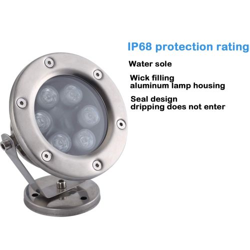  Semdisan 6w 12V Underwater LED Swimming Pool Light Flood lamp Spot Lights IP68 Waterproof（RBG）