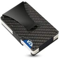 SEMLIMIT Premium Kreditkartenetui Carbon - Geldklammer NFC & RFID Schutz - Geldboerse Herren 1 bis 15 Kreditkarten | Gratis E-Book, Schwarz/Grau
