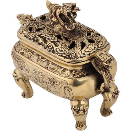  인센스스틱 Semme Antique Bronze Copper Incense Burner Holder with Lid, Stick Incense Burner and Cone Incense Holder Ash Catcher Home Decoration