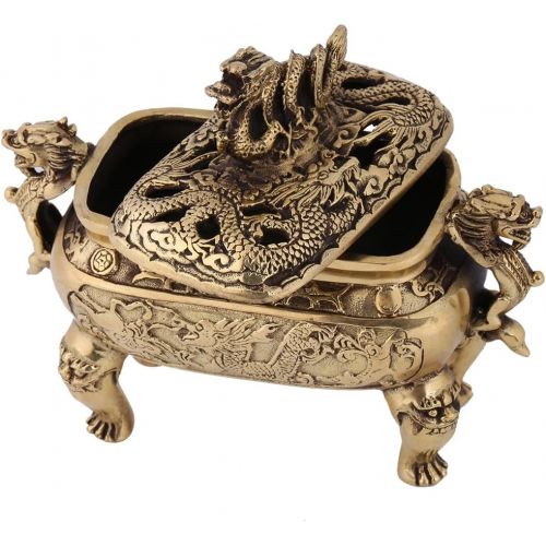  인센스스틱 Semme Antique Bronze Copper Incense Burner Holder with Lid, Stick Incense Burner and Cone Incense Holder Ash Catcher Home Decoration